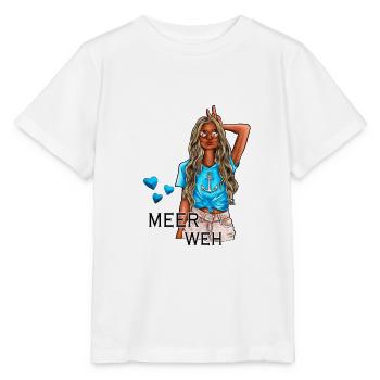 Meerweh Mädchen Illustration - Stanley/Stella Kinder T-Shirt MINI CREATOR  - Weiß - Vorne - Maike (125cm)