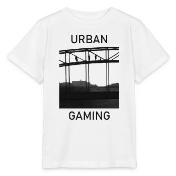 Silhouetten von Menschen auf einer Brücke - Stanley/Stella Kinder T-Shirt MINI CREATOR  - Weiß - Vorne - Maike (125cm)