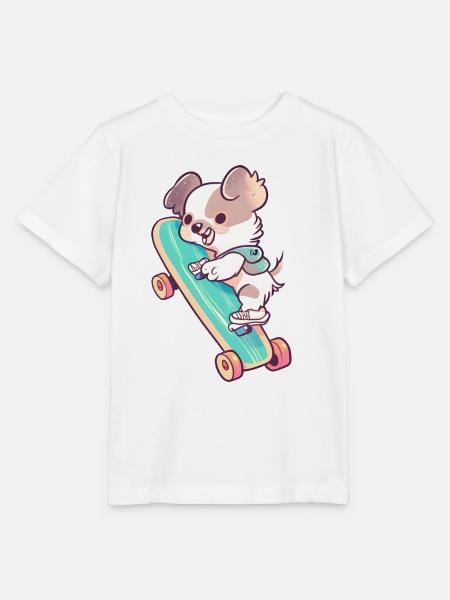 Ein Hündchen auf einem Skateboard - Stanley/Stella Kinder T-Shirt MINI CREATOR - Weiß