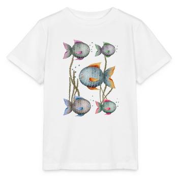 Bunte Fische - Aquarium, Meeresbewohner - Stanley/Stella Kinder T-Shirt MINI CREATOR  - Weiß - Vorne - Maike (125cm)