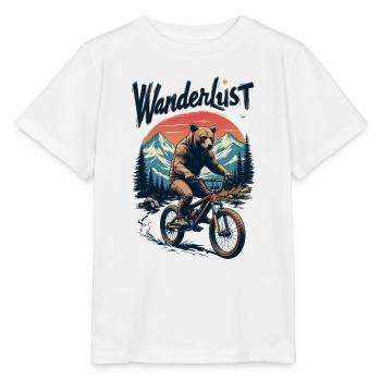 Grizzly on Bike - Wanderlust - Stanley/Stella Kinder T-Shirt MINI CREATOR  - Weiß - Vorne - Maike (125cm)