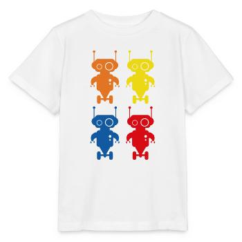 Retro Robots Roboter - Stanley/Stella Kinder T-Shirt MINI CREATOR  - Weiß - Vorne - Maike (125cm)