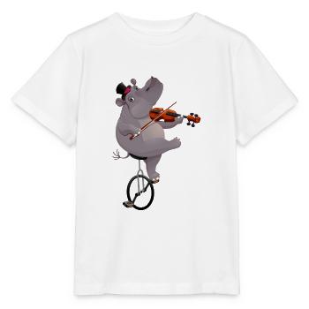 Nilpferd mit Einrad - Stanley/Stella Kinder T-Shirt MINI CREATOR  - Weiß - Vorne - Maike (125cm)