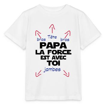 papa la force est avec toi - T-shirt bio MINI CREATOR Stanley/Stella Enfant - blanc - Devant - Maike (125cm)