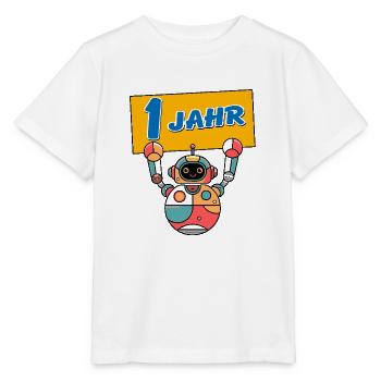 Ich bin 1 Jahr erster Geburtstag mit Roboter - Stanley/Stella Kinder T-Shirt MINI CREATOR  - Weiß - Vorne - Maike (125cm)