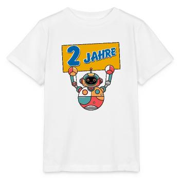 Ich bin 2 Jahre zweiter Geburtstag Roboter - Stanley/Stella Kinder T-Shirt MINI CREATOR  - Weiß - Vorne - Maike (125cm)