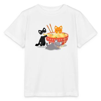Illustration de soupe de nouilles ramen chat - T-shirt bio MINI CREATOR Stanley/Stella Enfant - blanc - Devant - Maike (125cm)