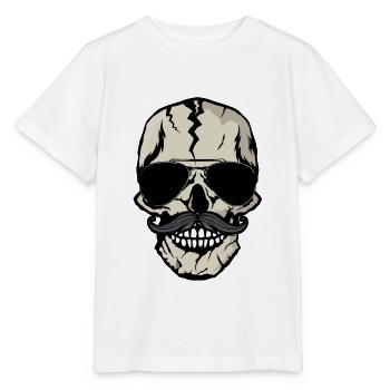 Schädel Hipster Schnurrbart Schädel - Stanley/Stella Kinder T-Shirt MINI CREATOR  - Weiß - Vorne - Maike (125cm)
