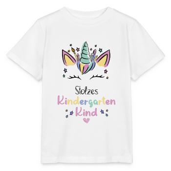 Stolzes Kindergarten Kind Einhorn Kita Kindergripp - Stanley/Stella Kinder T-Shirt MINI CREATOR  - Weiß - Vorne - Maike (125cm)