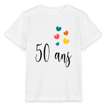 50 ANS. 50e ANNIVERSAIRE. ANNIVERSAIRE 50 ANS. 50 - T-shirt bio MINI CREATOR Stanley/Stella Enfant - blanc - Devant - Maike (125cm)