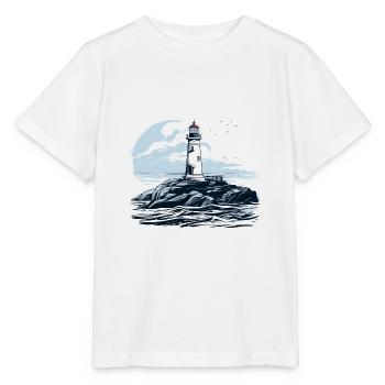 Leuchtturm auf Felsen im Meer - Stanley/Stella Kinder T-Shirt MINI CREATOR  - Weiß - Vorne - Maike (125cm)