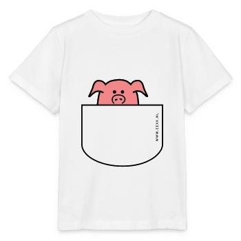 Pig comes out of the pocket - Stanley/Stella MINI CREATOR Kids’ T-Shirt - white - Front - Maike (125cm)