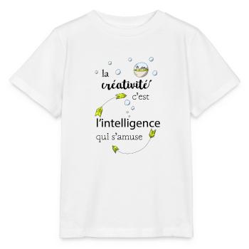 La créativité c'est l'intelligence qui s'amuse - T-shirt bio MINI CREATOR Stanley/Stella Enfant - blanc - Devant - Maike (125cm)