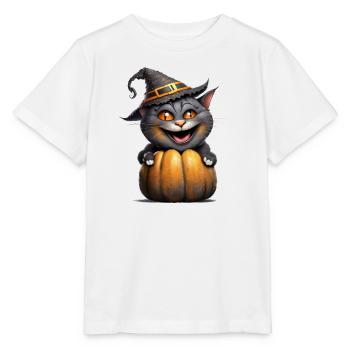 Chat d’Halloween - T-shirt bio MINI CREATOR Stanley/Stella Enfant - blanc - Devant - Maike (125cm)