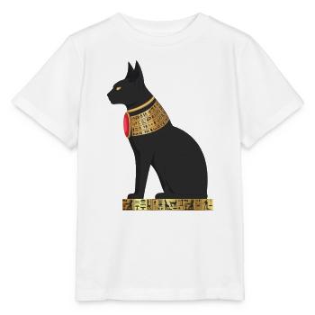 Ägyptische Katzengöttin mit Goldhalsband - Stanley/Stella Kinder T-Shirt MINI CREATOR  - Weiß - Vorne - Maike (125cm)
