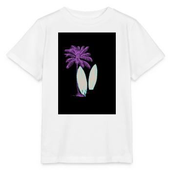 Glowing surf and palm tree illustration - Stanley/Stella MINI CREATOR Kids’ T-Shirt - white - Front - Maike (125cm)