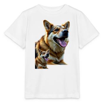 Freudiger Hundemotiv auf lebendiger Leinwand - Stanley/Stella Kinder T-Shirt MINI CREATOR  - Weiß - Vorne - Maike (125cm)