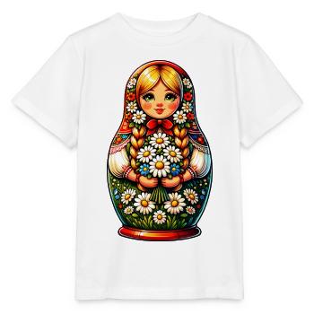 Matriochka en russe Matriochka Poupée Russe - T-shirt bio MINI CREATOR Stanley/Stella Enfant - blanc - Devant - Maike (125cm)