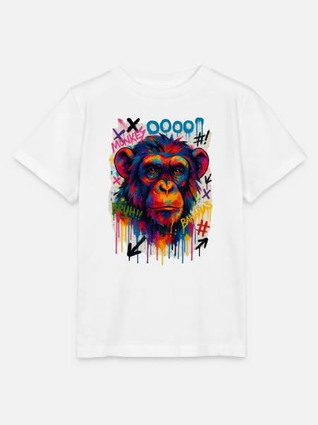 Graffiti-Affenportrait in bunten Farben - Stanley/Stella Kinder T-Shirt MINI CREATOR - Weiß