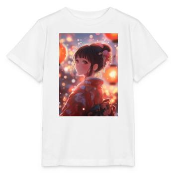 Kimono floraison lumineuse lanternes - T-shirt bio MINI CREATOR Stanley/Stella Enfant - blanc - Devant - Maike (125cm)