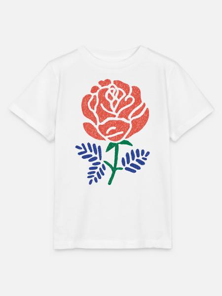 Korallenrose mit Blaugrünen Blättern - Stanley/Stella Kinder T-Shirt MINI CREATOR  - Weiß