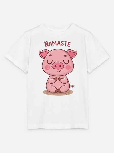 Namaste Zen Pig - Stanley/Stella Kinder T-Shirt MINI CREATOR  - Weiß