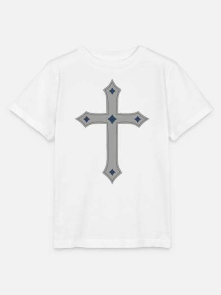 Graues Kreuz mit Indigo-Diamanten - Stanley/Stella Kinder T-Shirt MINI CREATOR - Weiß