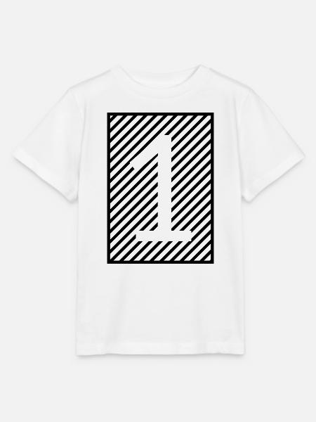 Nummer 1 – gerahmte Streifen - Stanley/Stella Kinder T-Shirt MINI CREATOR - Weiß