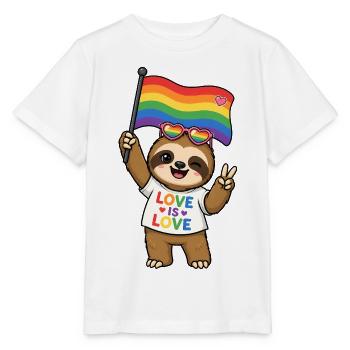 CSD drapeau arc-en-ciel LGBTQ gay, lesbienne queer - T-shirt bio MINI CREATOR Stanley/Stella Enfant - blanc - Devant - Maike (125cm)