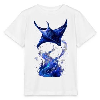 Manta astral bleu cosmique - T-shirt bio MINI CREATOR Stanley/Stella Enfant - blanc - Devant - Maike (125cm)