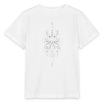 Schwarz-weißer symmetrischer Blumenornament - Stanley/Stella Kinder T-Shirt MINI CREATOR  - Weiß - Vorne - Maike (125cm)