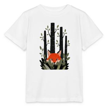 Fox peeping through leaves - Stanley/Stella MINI CREATOR Kids’ T-Shirt - white - Front - Maike (125cm)