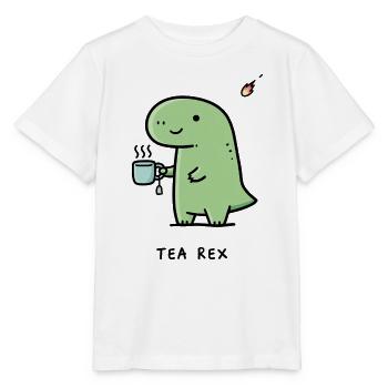 Small dinosaur with coffee - Stanley/Stella MINI CREATOR Kids’ T-Shirt - white - Front - Maike (125cm)