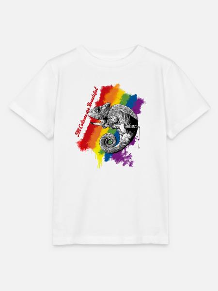 All Colours are Beautiful – Chamäleon Rainbow - Stanley/Stella Kinder T-Shirt MINI CREATOR - Weiß