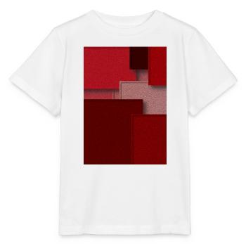 Rote Geometrie in abstrakten Blöcken - Stanley/Stella Kinder T-Shirt MINI CREATOR  - Weiß - Vorne - Maike (125cm)