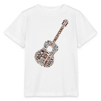 Gitarre Wortwolke - Rock & Roll Fingerpicking - Stanley/Stella Kinder T-Shirt MINI CREATOR  - Weiß - Vorne - Maike (125cm)