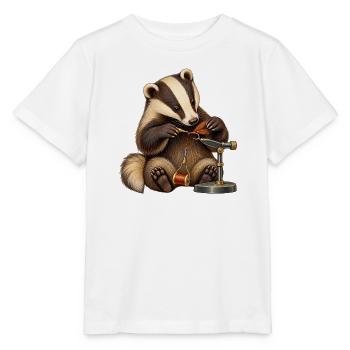 Dachs bindet eine Fliege - Stanley/Stella Kinder T-Shirt MINI CREATOR  - Weiß - Vorne - Maike (125cm)