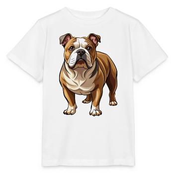 Bulldog-Hund-Stand - Stanley/Stella Kinder T-Shirt MINI CREATOR  - Weiß - Vorne - Maike (125cm)
