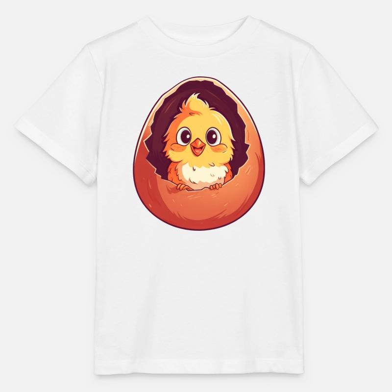 Chick in Egg - Charmant design de poulet - T-shirt bio MINI CREATOR Stanley/Stella Enfant - blanc