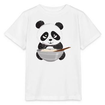 Panda with chopsticks and rice, Asian - Stanley/Stella MINI CREATOR Kids’ T-Shirt - white - Front - Maike (125cm)
