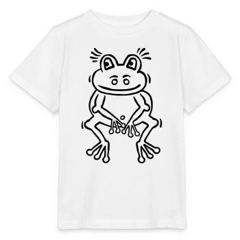 Funny frog in thinker attitude - Stanley/Stella MINI CREATOR Kids’ T-Shirt - white - Front - Maike (125cm)