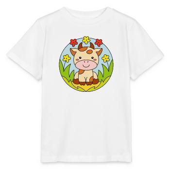Cheerful Cow Calf Calf - Stanley/Stella MINI CREATOR Kids’ T-Shirt - white - Front - Maike (125cm)