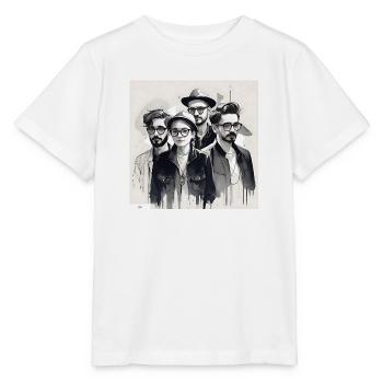 Freunde Tusche Porträt - Stanley/Stella Kinder T-Shirt MINI CREATOR  - Weiß - Vorne - Maike (125cm)