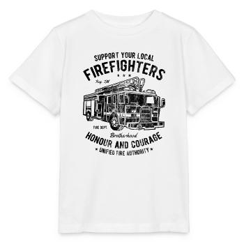 FIRE FIGHTERS - Feuerwehr Truck Shirt Motiv - Stanley/Stella Kinder T-Shirt MINI CREATOR  - Weiß - Vorne - Maike (125cm)