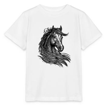 Elegante Stuten Porträt mit Mähne im Wind - Stanley/Stella Kinder T-Shirt MINI CREATOR  - Weiß - Vorne - Maike (125cm)