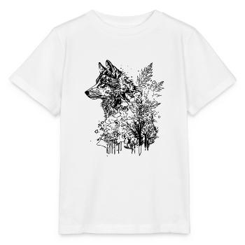 Vintage Wolf Kopf Porträt Natur Tinte Tattoo Style - Stanley/Stella Kinder T-Shirt MINI CREATOR  - Weiß - Vorne - Maike (125cm)