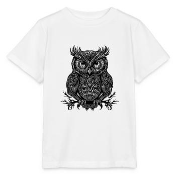 Vintage Eule mit großen Augen - Stanley/Stella Kinder T-Shirt MINI CREATOR  - Weiß - Vorne - Maike (125cm)
