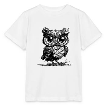 Wald Eule mit großen Augen - Stanley/Stella Kinder T-Shirt MINI CREATOR  - Weiß - Vorne - Maike (125cm)
