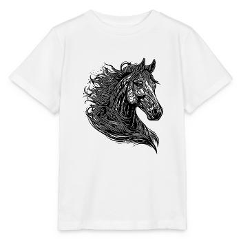 Etalon au galop avec crinière élégante dans le vent - T-shirt bio MINI CREATOR Stanley/Stella Enfant - blanc - Devant - Maike (125cm)