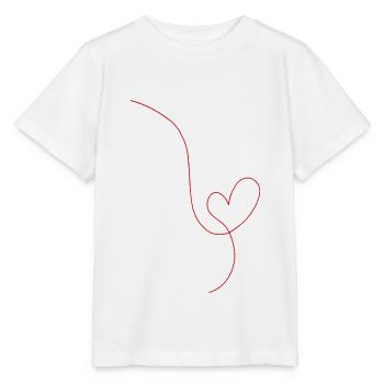 Red heart line drawing - Stanley/Stella MINI CREATOR Kids’ T-Shirt - white - Front - Maike (125cm)